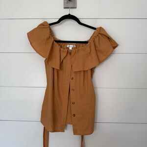 Roommates Women’s Medium Brown Linen Shirt Top NWOT